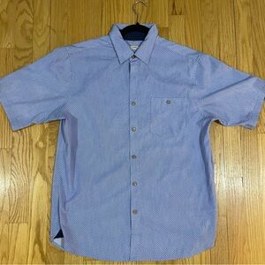 Men’s Blue & White Short Sleeve Button-Up Shirt
